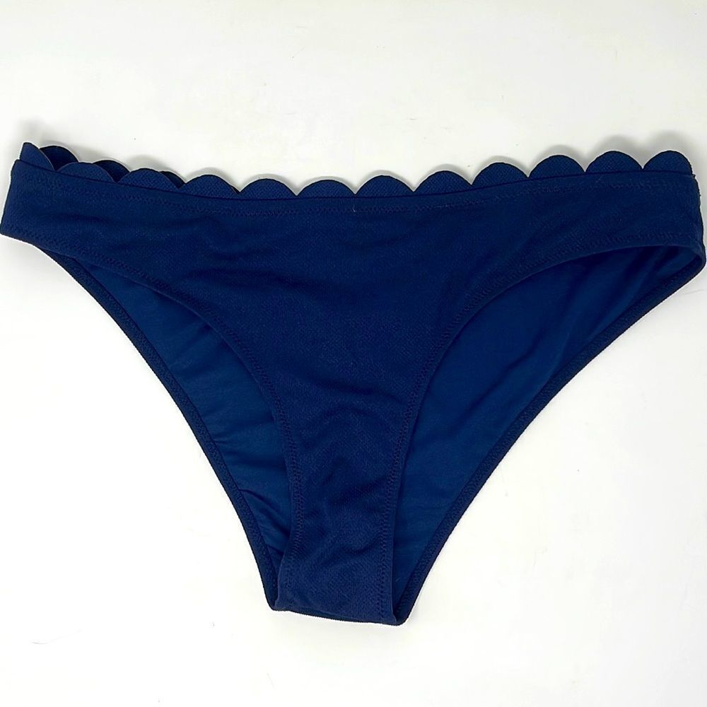 Cupshe NWT Navy Blue Scalloped Trim Waist Bikini Bottom, size XL